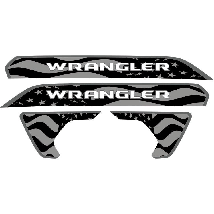 Wrangler Hood Lettering and Fender Insert Package - Subdued American Flag