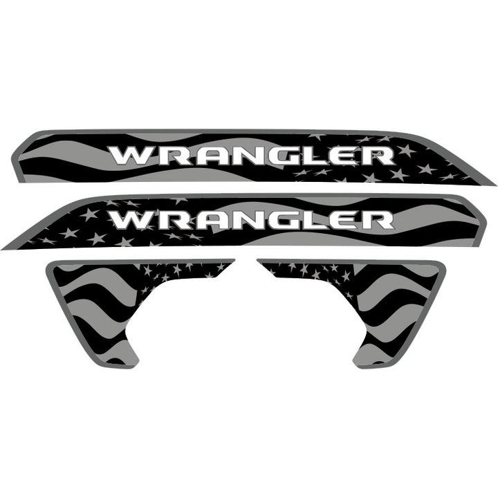 Wrangler Hood Lettering and Fender Insert Package - Subdued American Flag