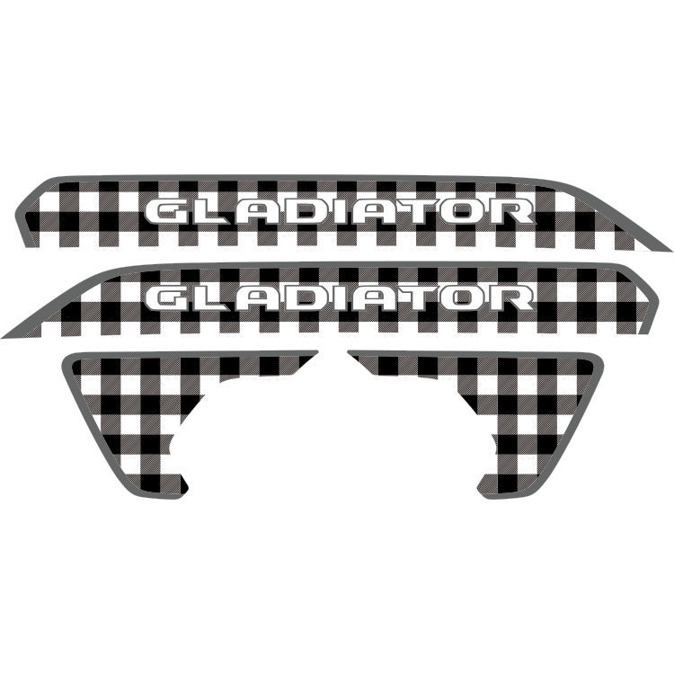 Gladiator Hood Lettering and Fender Insert Package - Black and White Plaid