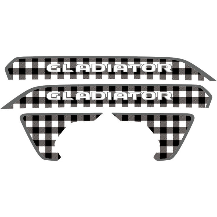 Gladiator Hood Lettering and Fender Insert Package - Black and White Plaid