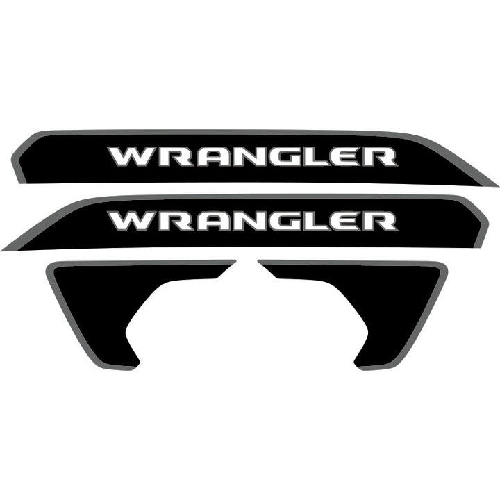 Wrangler Hood Lettering and Fender Insert Package - Color Outline