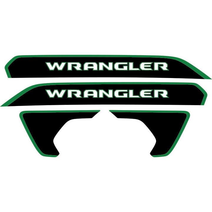 Wrangler Hood Lettering and Fender Insert Package - Color Outline