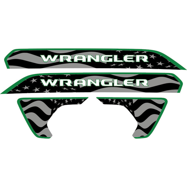 Wrangler Hood Lettering and Fender Insert Package - Subdued American Flag