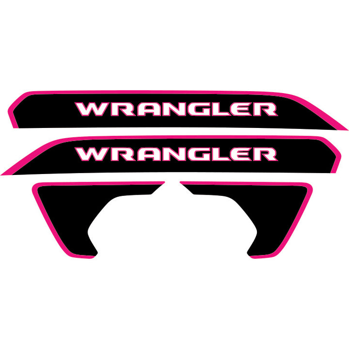 Wrangler Hood Lettering and Fender Insert Package - Color Outline