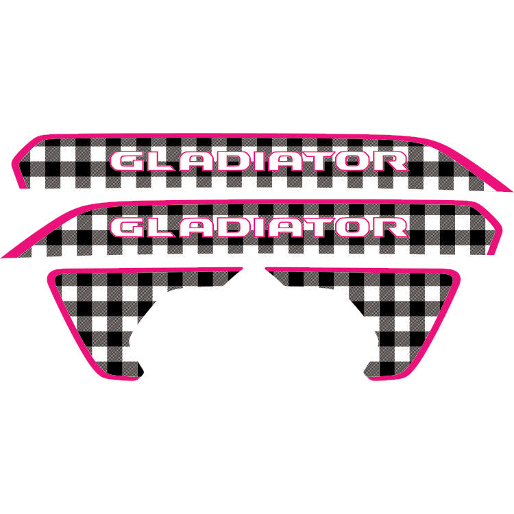 Gladiator Hood Lettering and Fender Insert Package - Black and White Plaid
