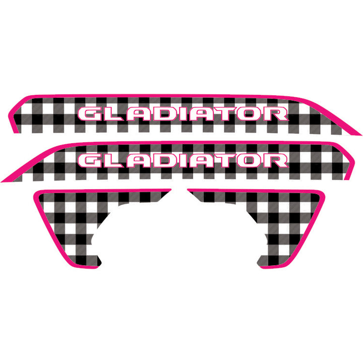 Gladiator Hood Lettering and Fender Insert Package - Black and White Plaid