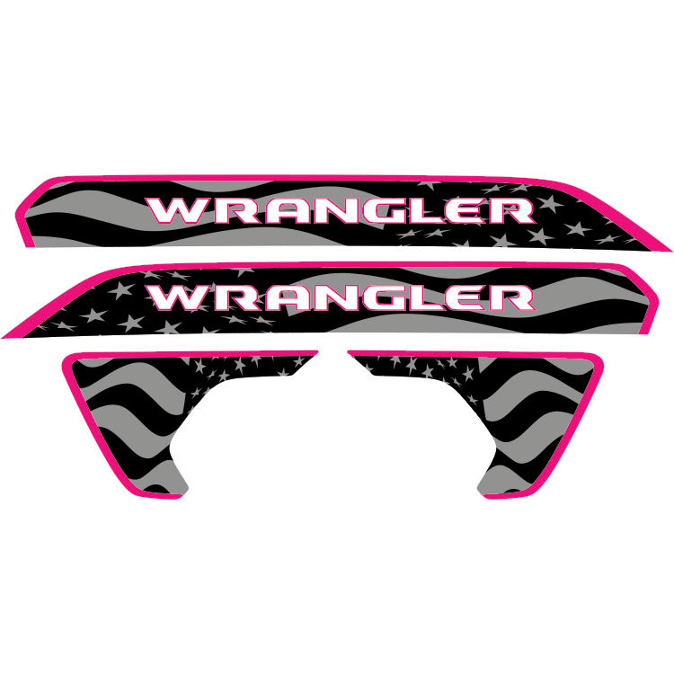 Wrangler Hood Lettering and Fender Insert Package - Subdued American Flag