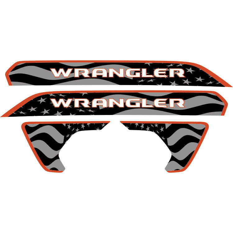 Wrangler Hood Lettering and Fender Insert Package - Subdued American Flag