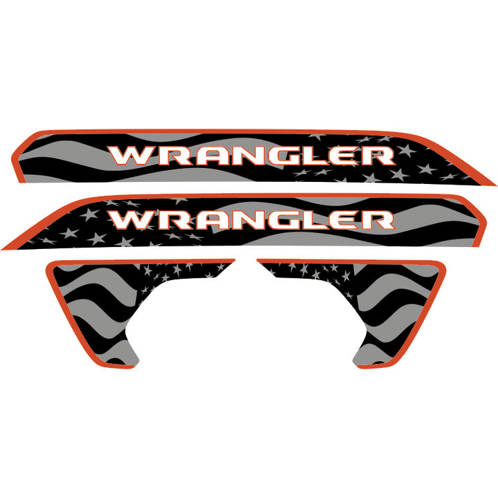 Wrangler Hood Lettering and Fender Insert Package - Subdued American Flag