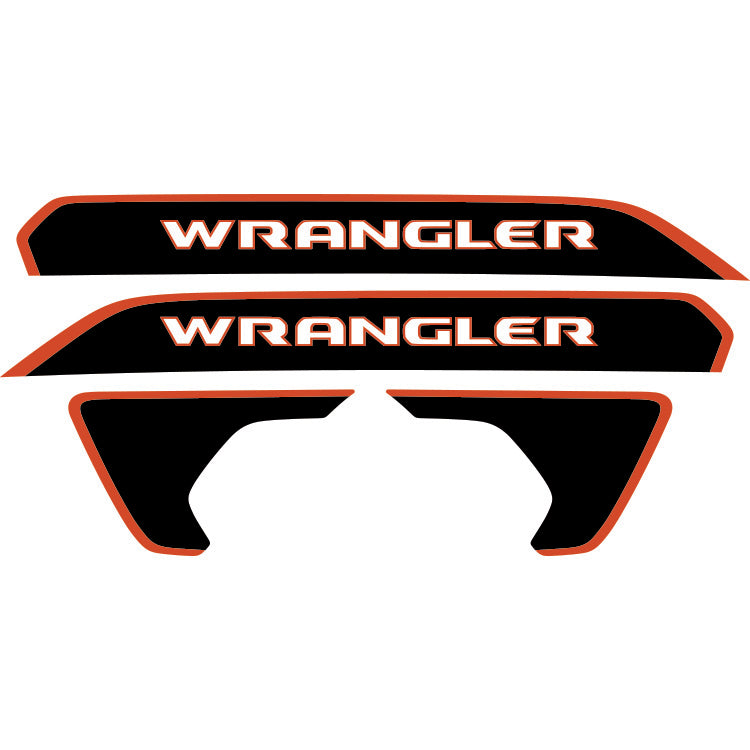 Wrangler Hood Lettering and Fender Insert Package - Color Outline