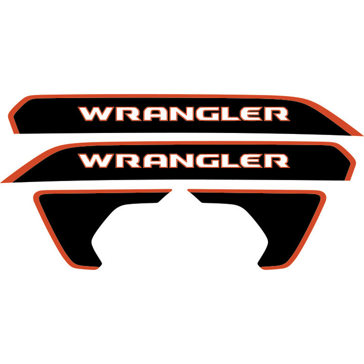 Wrangler Hood Lettering and Fender Insert Package - Color Outline
