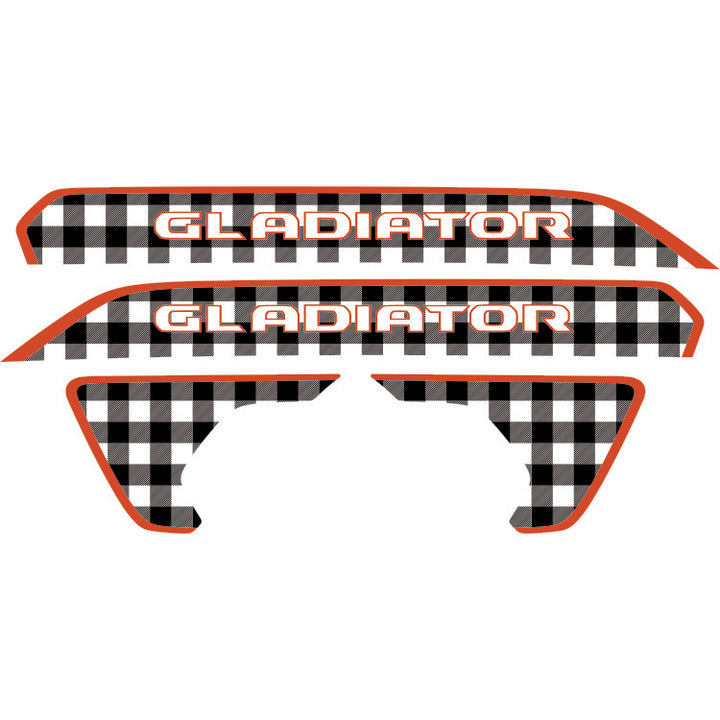 Gladiator Hood Lettering and Fender Insert Package - Black and White Plaid