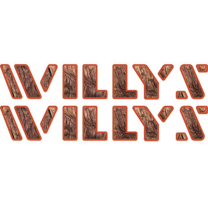 Willie Lettering Block Willys Hood Lettering Textured - Wood – Jeep Graphic Studio