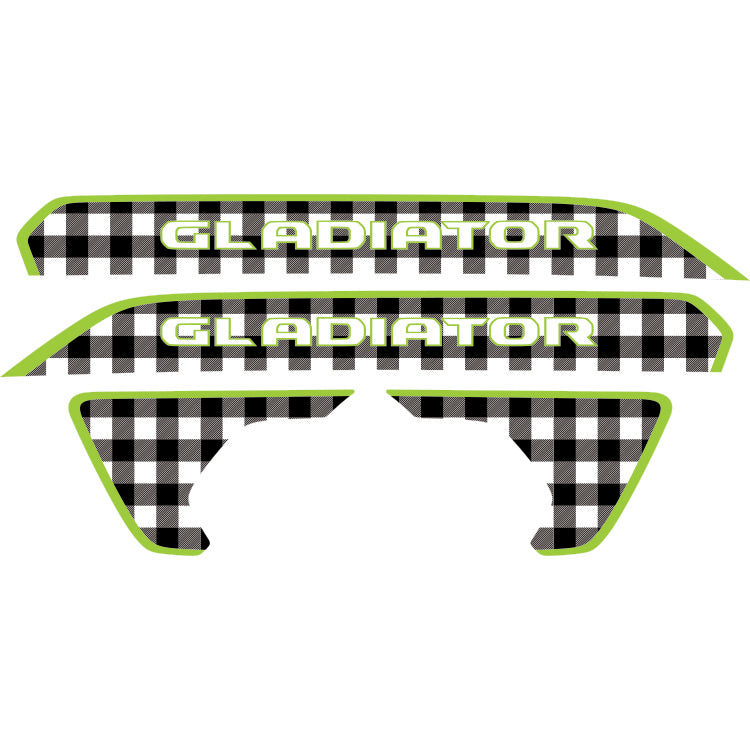 Gladiator Hood Lettering and Fender Insert Package - Black and White Plaid