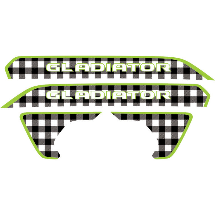 Gladiator Hood Lettering and Fender Insert Package - Black and White Plaid