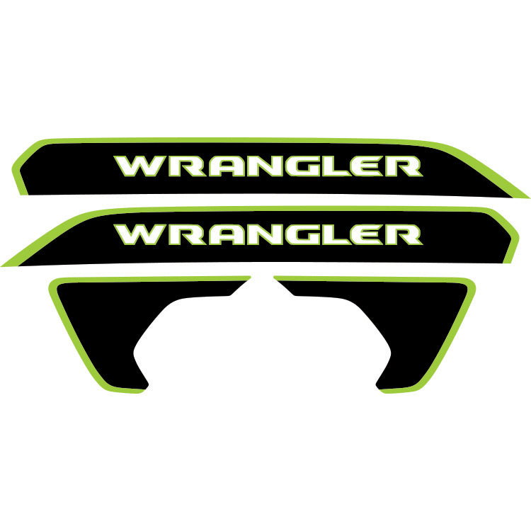 Wrangler Hood Lettering and Fender Insert Package - Color Outline