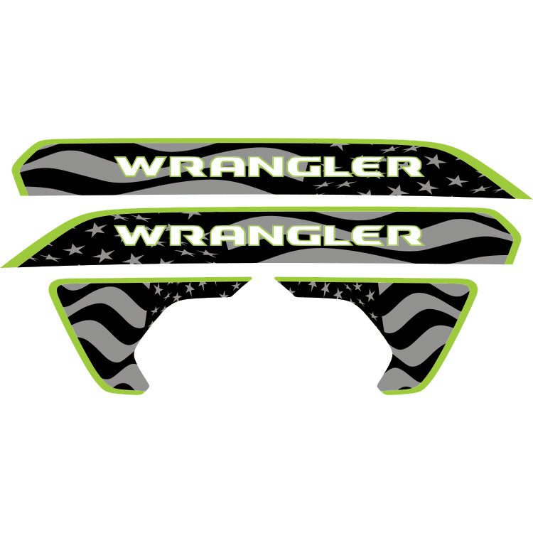Wrangler Hood Lettering and Fender Insert Package - Subdued American Flag
