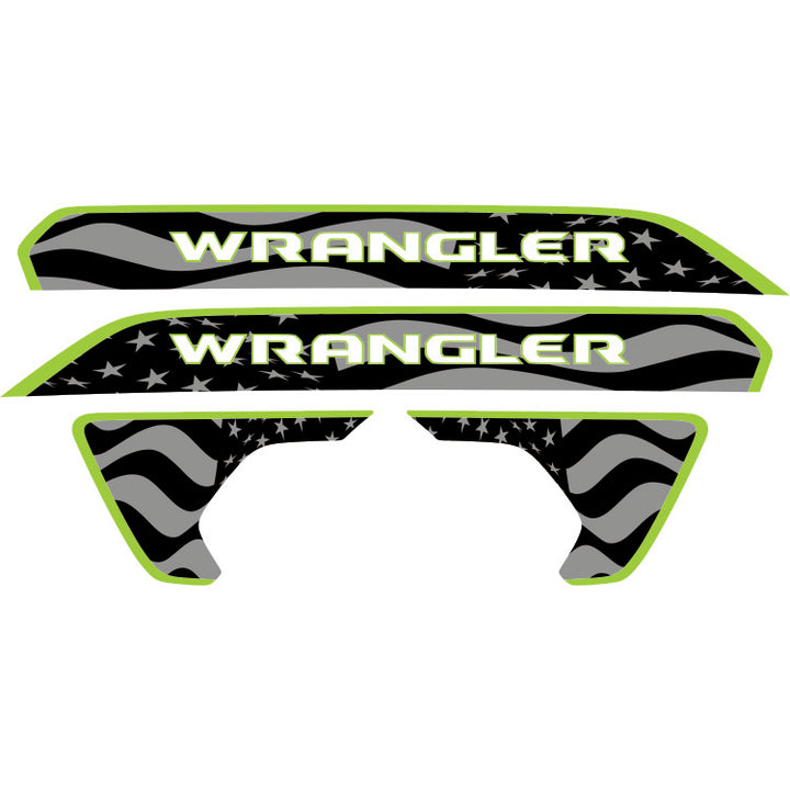 Wrangler Hood Lettering and Fender Insert Package - Subdued American Flag