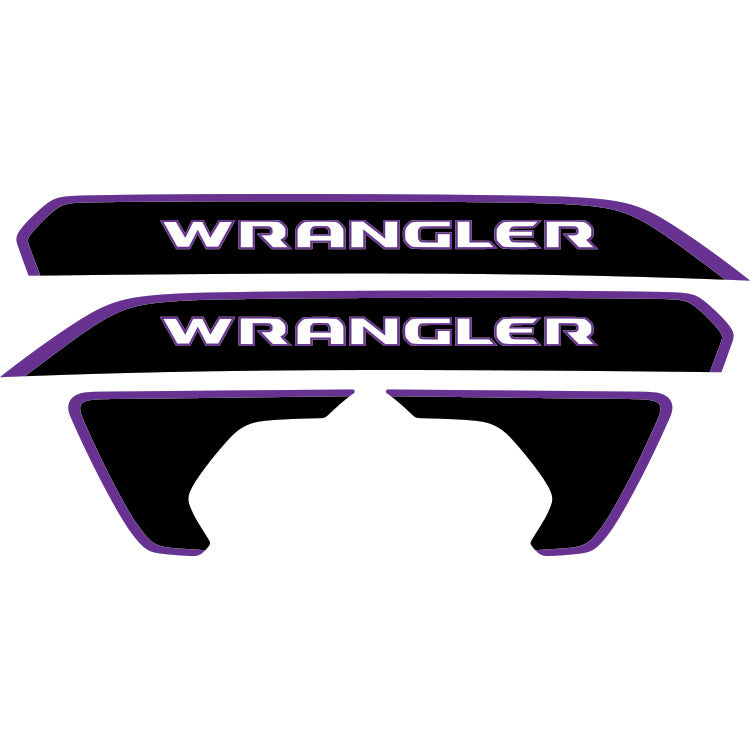Wrangler Hood Lettering and Fender Insert Package - Color Outline