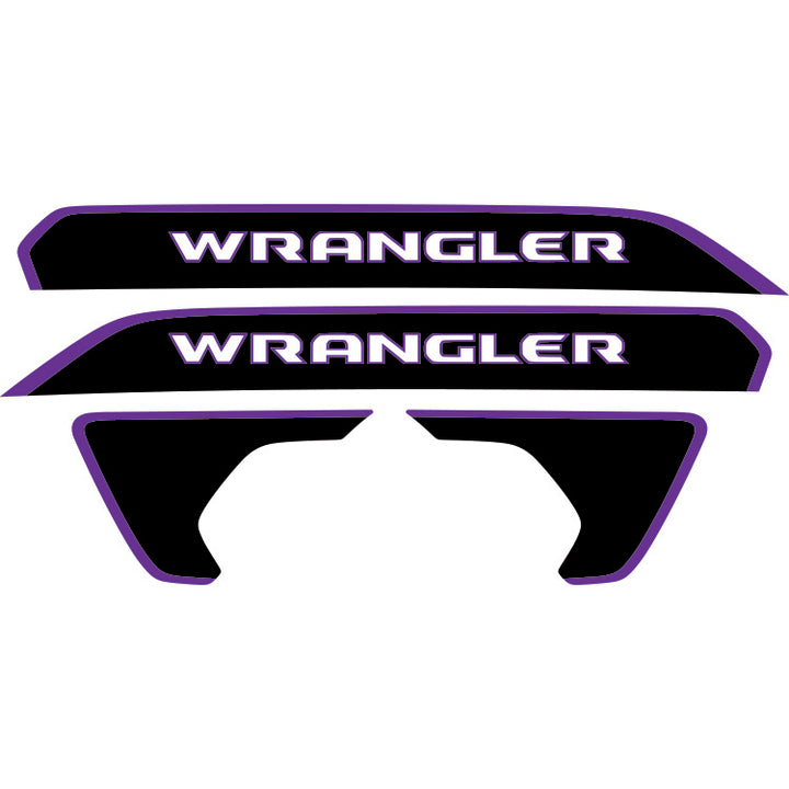 Wrangler Hood Lettering and Fender Insert Package - Color Outline
