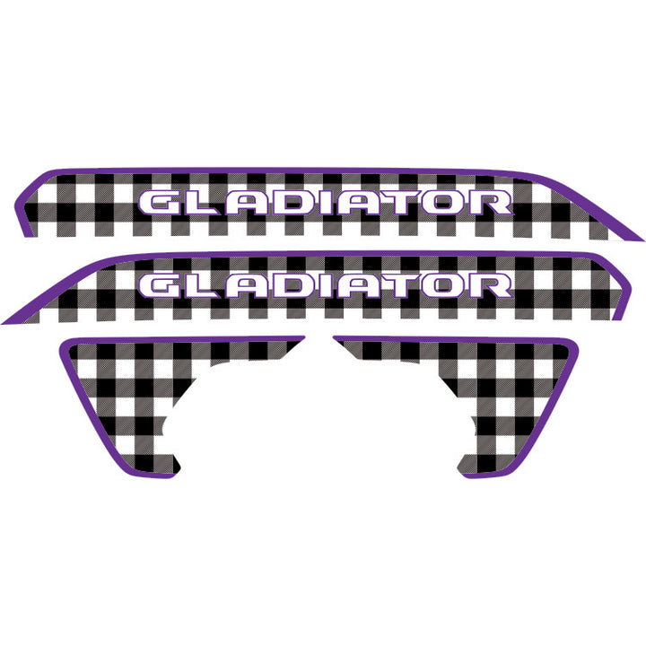 Gladiator Hood Lettering and Fender Insert Package - Black and White Plaid