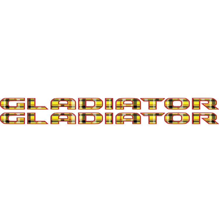 gladiator hood lettering decals - yellow and red plaid