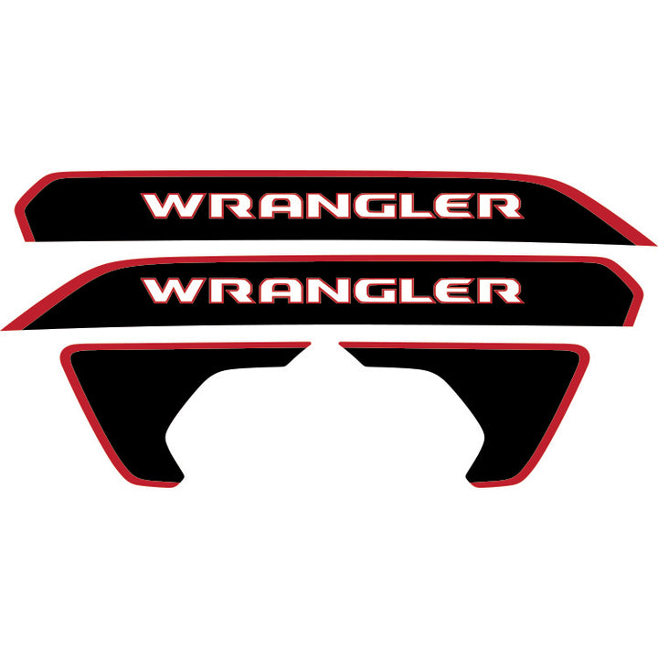 Wrangler Hood Lettering and Fender Insert Package - Color Outline