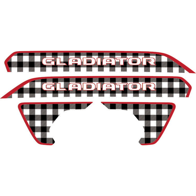Gladiator Hood Lettering and Fender Insert Package - Black and White Plaid
