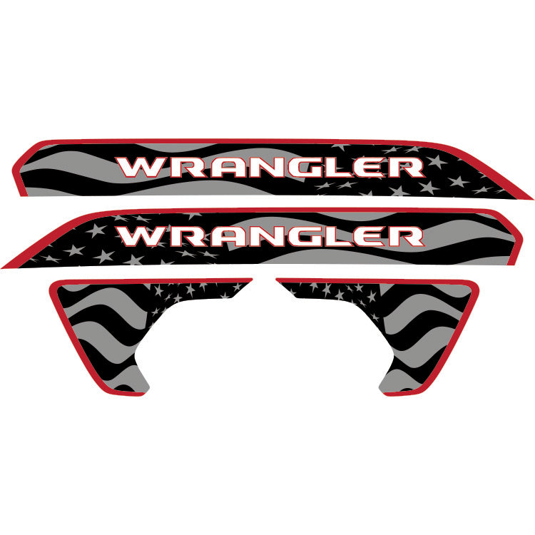 Wrangler Hood Lettering and Fender Insert Package - Subdued American Flag