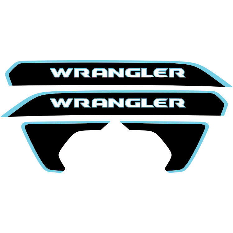 Wrangler Hood Lettering and Fender Insert Package - Color Outline