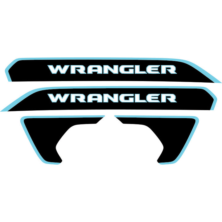 Wrangler Hood Lettering and Fender Insert Package - Color Outline