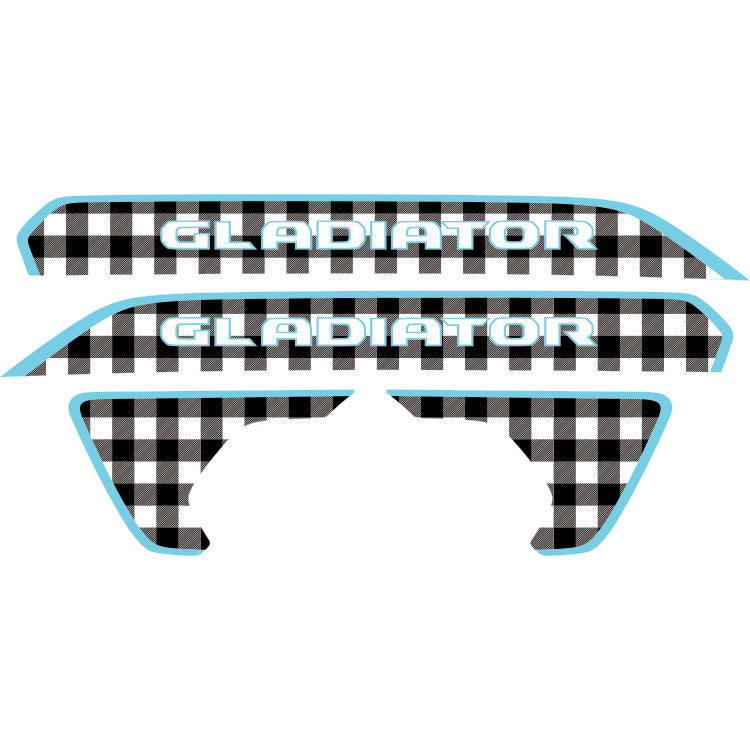 Gladiator Hood Lettering and Fender Insert Package - Black and White Plaid
