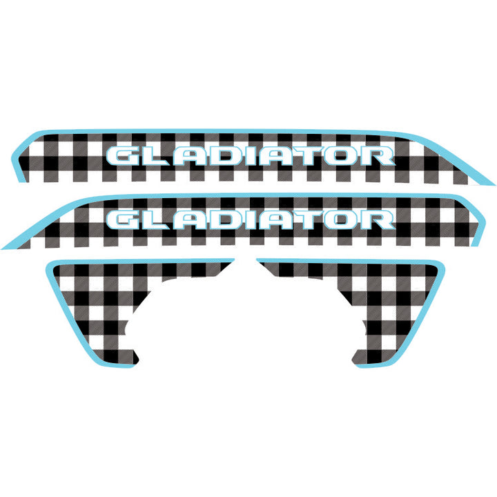 Gladiator Hood Lettering and Fender Insert Package - Black and White Plaid