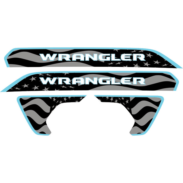 Wrangler Hood Lettering and Fender Insert Package - Subdued American Flag