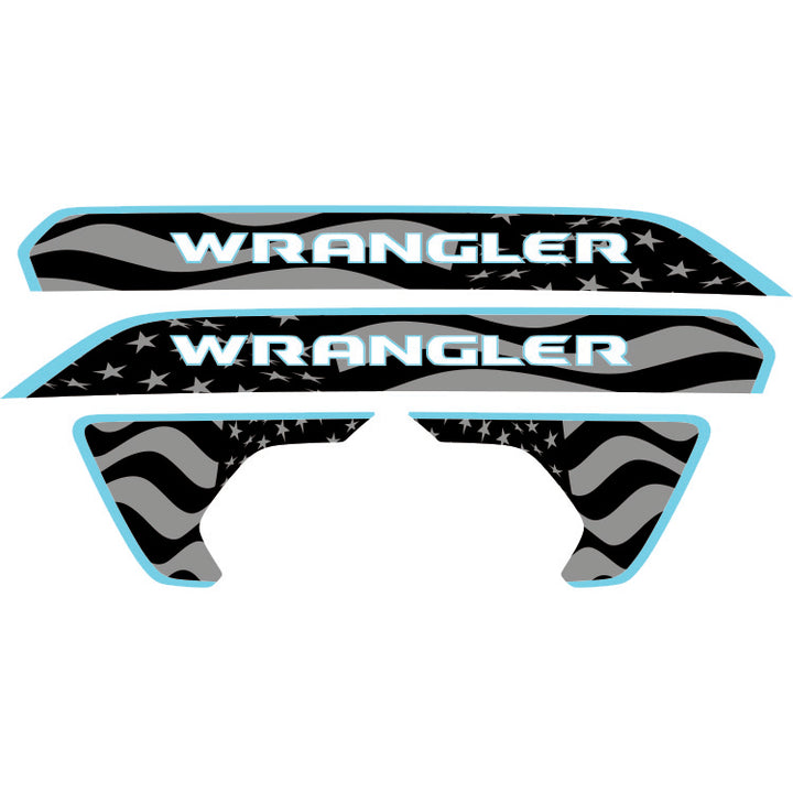 Wrangler Hood Lettering and Fender Insert Package - Subdued American Flag