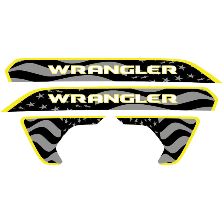 Wrangler Hood Lettering and Fender Insert Package - Subdued American Flag