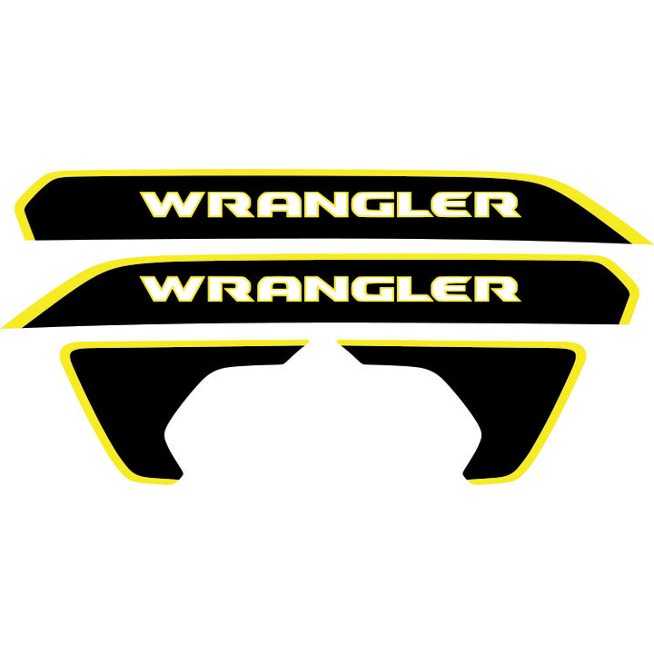 Wrangler Hood Lettering and Fender Insert Package - Color Outline