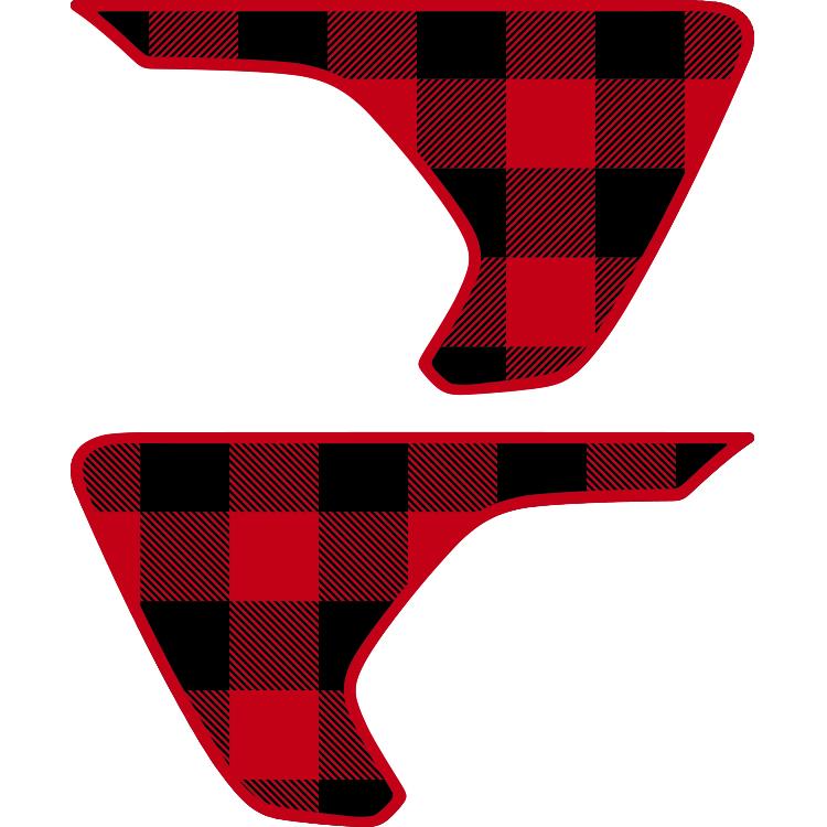 Red and Black Plaid Fender Inserts (Set Of 2)