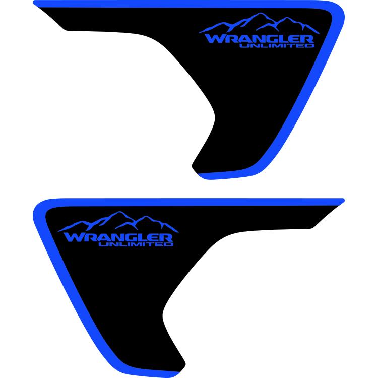 jeep rubicon fender decals outline blue