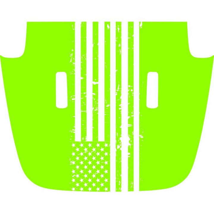 jeep sahara overland hood american flag neon green